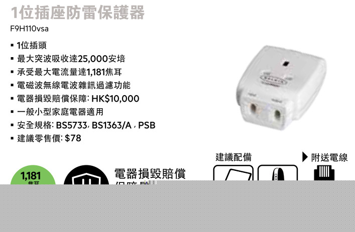 ADVANCED 系列 1 位插座防雷保護器